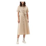 Poplin Lange Jurk Woolrich , Beige , Dames