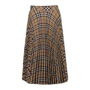 Vintage Check Wool Skirt Burberry , Beige , Dames