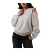 Relaxed Open Schouder Sweater Catwalk Junkie , Gray , Dames