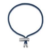 Mens Navy Blue String Bracelet with Adjustable Silver Lock Nialaya , G...