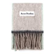 Mohair Blend Logo Sjaal Beige/Grijs Acne Studios , Gray , Unisex