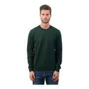 Groene Crewneck Sweater met Geborduurd Logo Boss , Green , Heren