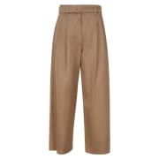 Kameel Katoenen Hoge Taille Broek Max Mara , Brown , Dames