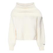 Witte Oversized Geribbelde Trui Pinko , White , Dames