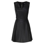 Zwarte V-hals Minijurk met Ritssluiting Guess , Black , Dames