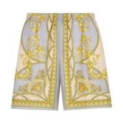 Gouden Zijden Print Shorts Versace , Multicolor , Heren