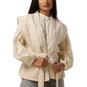 Elegant Jacquard Blazer Simple , Beige , Dames