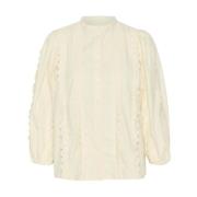 Katoenen 3/4 Mouw Shirt Soaked in Luxury , Beige , Dames