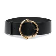 Zwart Leren Ronde-Gesp Riem Etro , Black , Dames