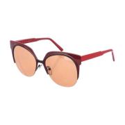 Metalen Frame Ovale Zonnebril Blauwe Lens Marni , Red , Dames