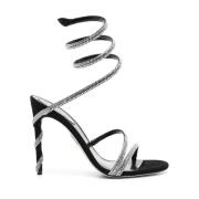 Zwarte Leren Sandalen René Caovilla , Black , Dames