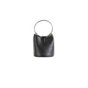 Zwarte Leren Ring Emmer Tas Alaïa , Black , Dames