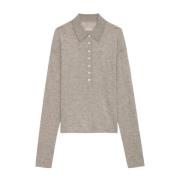 Bruin Latte Cashmere Polo Sweater Zadig & Voltaire , Beige , Dames