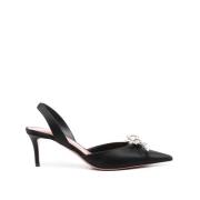 Elegante Slingback Pumps in Zwart Satijn Amina Muaddi , Black , Dames