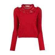 Stijlvolle Sweater met Uniek Ontwerp Valentino Garavani , Red , Dames