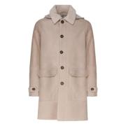 Shearling Jas met Grote Zakken Eleventy , Beige , Heren