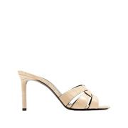 Stijlvolle Leren Muiltjes Saint Laurent , Beige , Dames