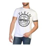 Korte mouwen ronde hals katoenen T-shirt Plein Sport , White , Heren