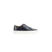 Zwarte Lage Top Leren Sneakers Moncler , Black , Heren