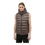 Gewatteerd Down Gilet met Verstelbare Capuchon Moncler , Brown , Heren