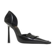 Zwarte Leren DOrsay Pumps met Stiletto Hak Saint Laurent , Black , Dam...