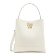 Witte leren tas met een handvat om in de hand te dragen Kazar , White ...