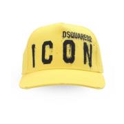 Gele Spray Logo Baseball Cap Dsquared2 , Yellow , Heren