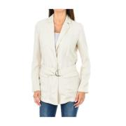 Beige Blazer met Riem Armani Jeans , Beige , Dames