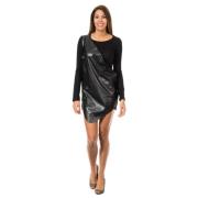 Zwarte Lange Mouw Jurk MET , Black , Dames