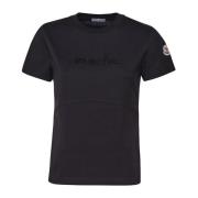 Zwart Katoenen Jersey Crew Neck T-shirt Moncler , Black , Dames