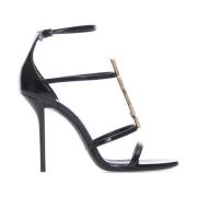 Zwarte Leren Sandalen Saint Laurent , Black , Dames