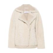 Beige Shearling Jas Haak Oog IRO , Beige , Dames