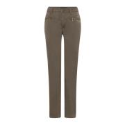 Taupe Macy Broek met Ritsdetails C.Ro , Brown , Dames