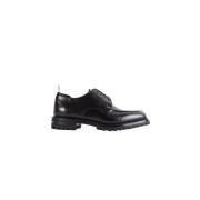 Zwarte Leren Derby Schort Schoenen Thom Browne , Black , Heren