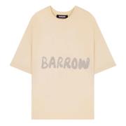 Beige Unisex Crew Neck Logo T-shirt Barrow , Beige , Heren