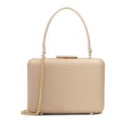 Stevige doos tas bedekt met leer Kazar , Beige , Dames