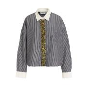 Boxy Fit Shirt met Pailletten en Parels Essentiel Antwerp , Multicolor...