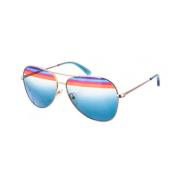 Ovale Aviator Zonnebril met Multicolor Strepen Salvatore Ferragamo , M...