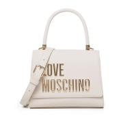 Ivoor Ecoleer Handtas met Schouderband Love Moschino , White , Dames