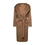 Beige Gevoerde Wollen Kasjmier Jas Max Mara , Beige , Dames