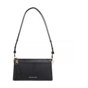 Luxe Zwarte Leren Crossbody Tas Michael Kors , Black , Dames