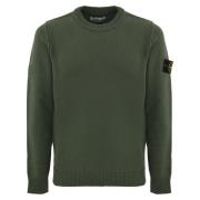 Wollen Trui Lange Mouw Logo Patch Stone Island , Green , Heren