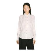 Geruite Flanellen Shirt met Logo Borduursel Vivienne Westwood , White ...