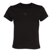 Zwarte T-shirts en Polos met Puff Logo Alexander Wang , Black , Dames