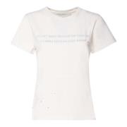 Witte Katoenen T-shirt met Voorschrift Golden Goose , White , Dames