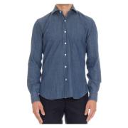 Denim Overhemd Barba , Blue , Heren