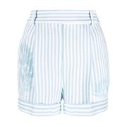 Gestreepte Shorts - Bloemenprint Ermanno Scervino , Blue , Dames