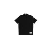 Zwarte Katoenen Piqué Poloshirt Moncler , Black , Heren