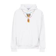 Zwarte Hoodie met Grafische Print Marcelo Burlon , White , Heren