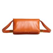 Prisma Leren Schoudertas Marni , Orange , Dames